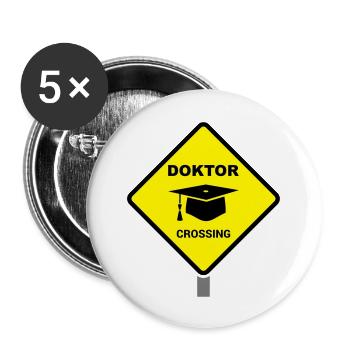 Docteur signe avec cadeau de mortier Thèse de doctorat - Lot de 5 petits badges (25 mm) - blanc - Devant