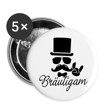 Groom Bräutigam bachelor Hochzeit stag polterabend - Buttons klein 25 mm (5er Pack) - Weiß - Vorne