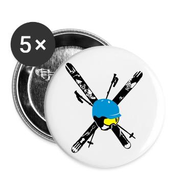 Free Ski Compilation - Buttons small 1''/25 mm (5-pack) - white - Front