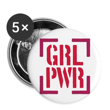 square stamp girl power text saying cool female - Buttons small 1''/25 mm (5-pack) - white - Front