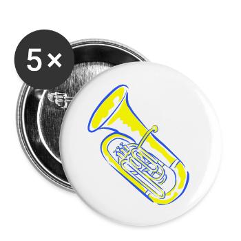 Tuba Musik in Neonfarben - Buttons klein 25 mm (5er Pack) - Weiß - Vorne