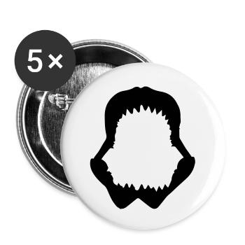 Shark Kiefer - Buttons klein 25 mm (5er Pack) - Weiß - Vorne