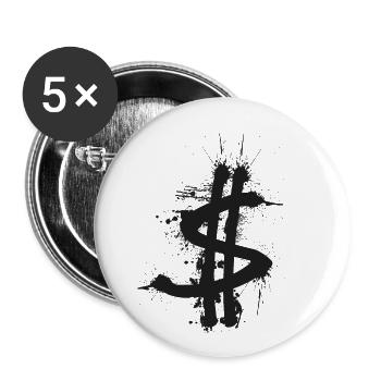 BTBR$ Dollar Splash - Buttons small 1''/25 mm (5-pack) - white - Front