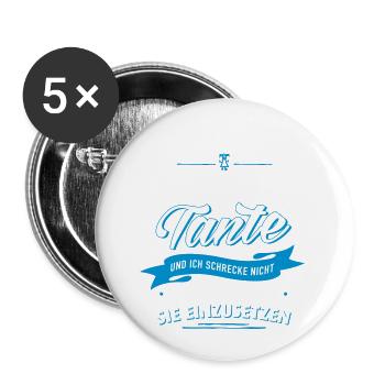 Finger weg! verrückte Tante Verwandte Familie Kind - Buttons klein 25 mm (5er Pack) - Weiß - Vorne