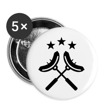 Bratwurst Grillen - Buttons klein 25 mm (5er Pack) - Weiß - Vorne
