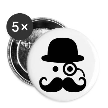Smiley Mustache - Buttons klein 25 mm (5er Pack) - Weiß - Vorne