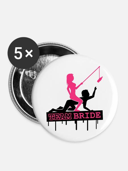 Team Bride - Buttons klein 25 mm (5er Pack) - Weiß
