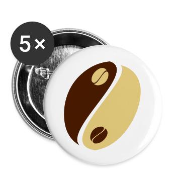 Coffee Bean Yin Yang - Lot de 5 petits badges (25 mm) - blanc - Devant