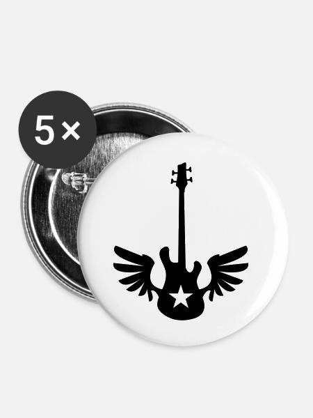 bass wings - Buttons klein 25 mm (5er Pack) - Weiß