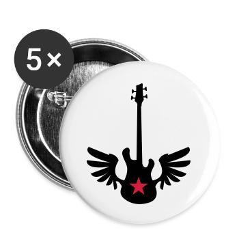 bass wings - Lot de 5 petits badges (25 mm) - blanc - Devant