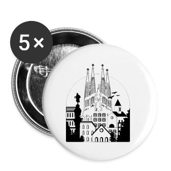 Barcelona - Buttons klein 25 mm (5er Pack) - Weiß - Vorne