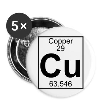 Copper (Cu) (element 29) - Buttons small 1''/25 mm (5-pack) - white - Front