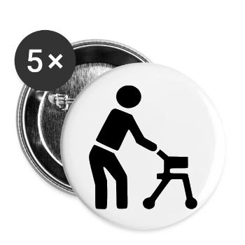 Disabled person behind walker # - Buttons small 1''/25 mm (5-pack) - white - Front