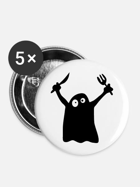 Hungry Ghost - Buttons klein 25 mm (5er Pack) - Weiß