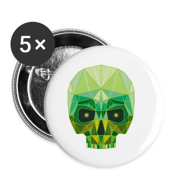 Tête de mort émeraude - Lot de 5 petits badges (25 mm) - blanc - Devant