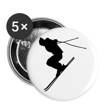 ski alpin - Lot de 5 petits badges (25 mm) - blanc - Devant