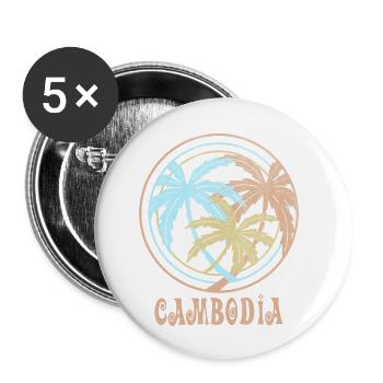 Cambodge - Lot de 5 petits badges (25 mm) - blanc - Devant