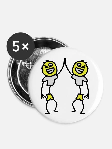 Two Friends - Buttons klein 25 mm (5er Pack) - Weiß
