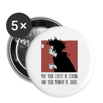 Monday Sayings Coffee Morning Muffle Late Risers - Buttons small 1''/25 mm (5-pack) - white - Front