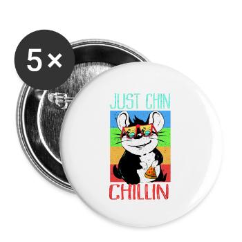 Chinchilla - Buttons klein 25 mm (5er Pack) - Weiß - Vorne
