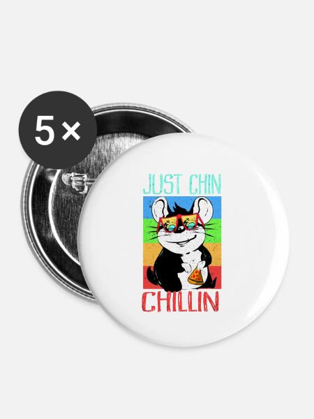 Chinchilla - Buttons klein 25 mm (5er Pack) - Weiß