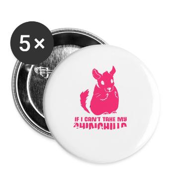 Chinchilla Cadeau Amérique du Sud Rongeur Pet - Lot de 5 petits badges (25 mm) - blanc - Devant