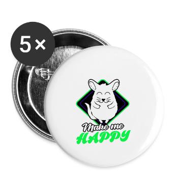 Chinchilla Cadeau Amérique du Sud Rongeur Pet - Lot de 5 petits badges (25 mm) - blanc - Devant