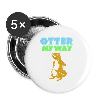 Otter Ferret Marten Water Sea Otter Beaver Sweet - Buttons small 1''/25 mm (5-pack) - white - Front