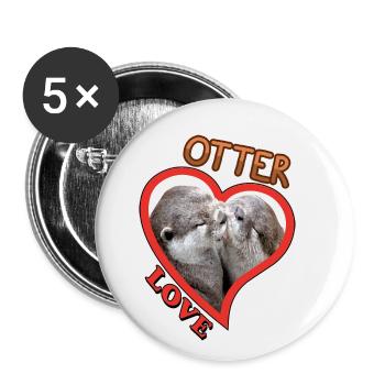 Otter Love, Otter Love, Saint Valentin, Animaux - Lot de 5 petits badges (25 mm) - blanc - Devant