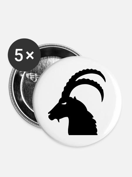 Steinbock - Buttons klein 25 mm (5er Pack) - Weiß
