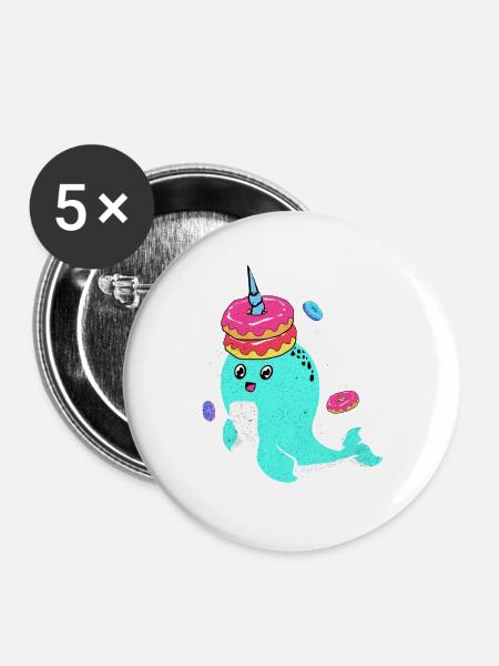 Narwal - Buttons klein 25 mm (5er Pack) - Weiß
