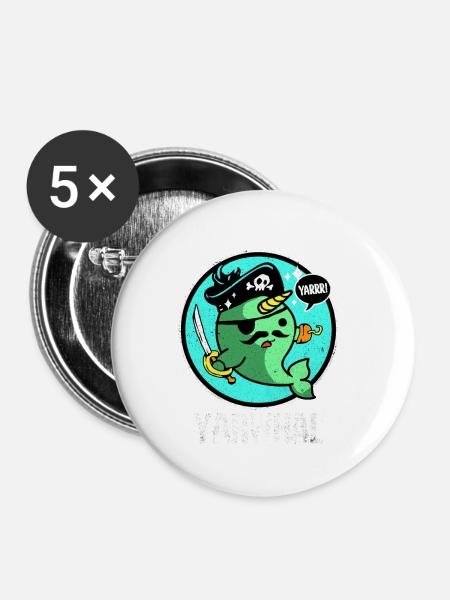 Narwal - Buttons klein 25 mm (5er Pack) - Weiß
