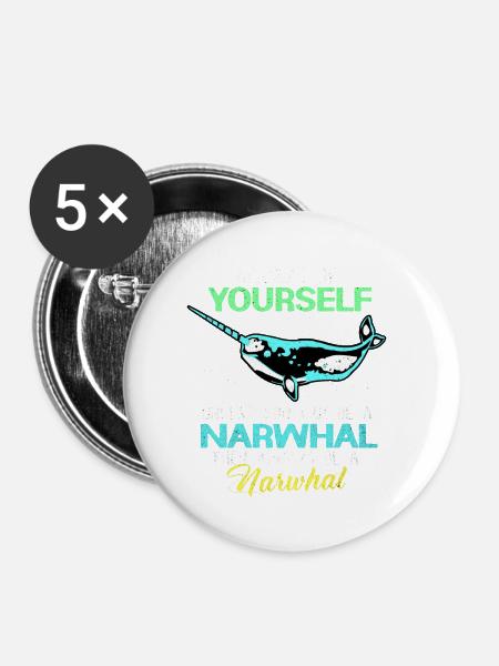 Narwal - Buttons klein 25 mm (5er Pack) - Weiß
