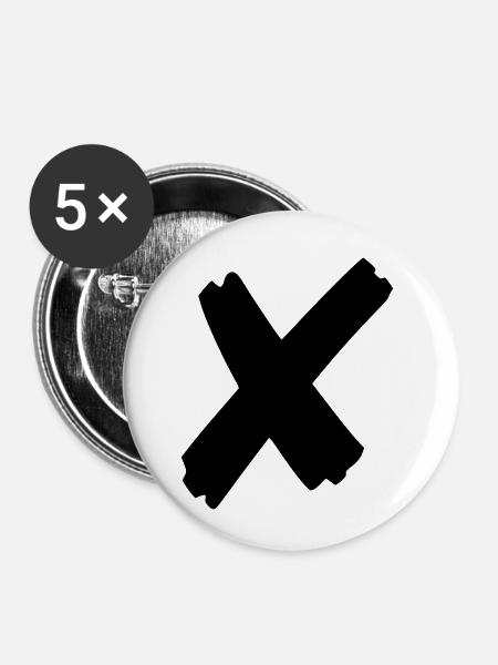 Kreuz - Buttons klein 25 mm (5er Pack) - Weiß