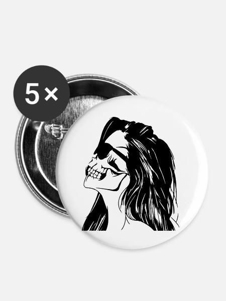 SKULLHEAD - Buttons klein 25 mm (5er Pack) - Weiß