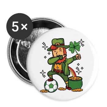 Dabbing Fußball Leprechaun - Buttons klein 25 mm (5er Pack) - Weiß - Vorne