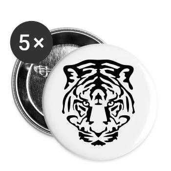 tiger tiger tattoo tribal animal geek face - Buttons small 1''/25 mm (5-pack) - white - Front