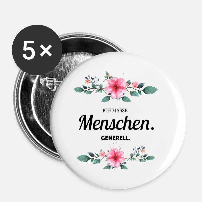 Je déteste les gens en général - Lot de 5 petits badges (25 mm) - blanc