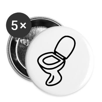 Toilette Klo Design WC Schwarz - Buttons small 1''/25 mm (5-pack) - white - Front