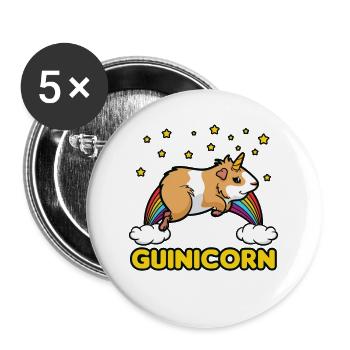 Guinicorn - Lot de 5 petits badges (25 mm) - blanc - Devant