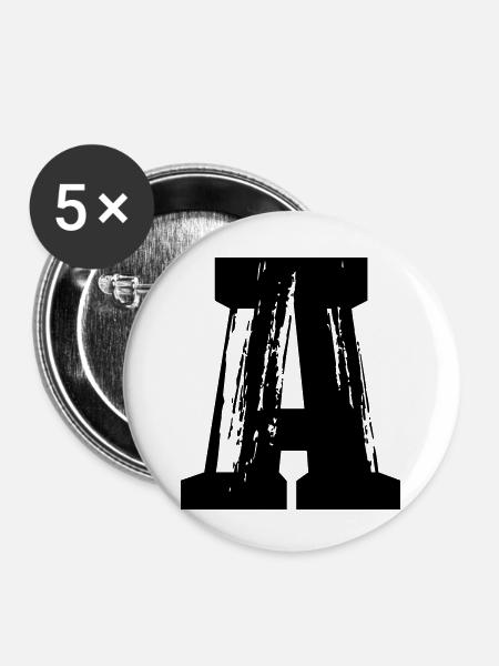 A - Buchstabe - Buttons klein 25 mm (5er Pack) - Weiß