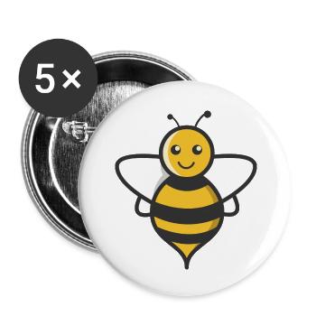 Süße Biene Cartoon Natur Design - Buttons klein 25 mm (5er Pack) - Weiß - Vorne