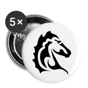 Stammes-Pferdekopf 1 - Buttons klein 25 mm (5er Pack) - Weiß - Vorne