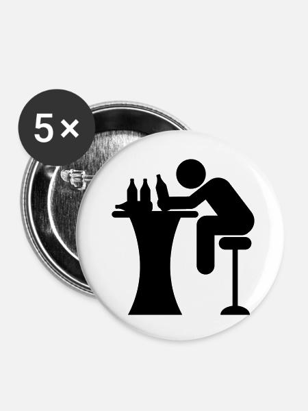 Drunk Bar - Buttons klein 25 mm (5er Pack) - Weiß