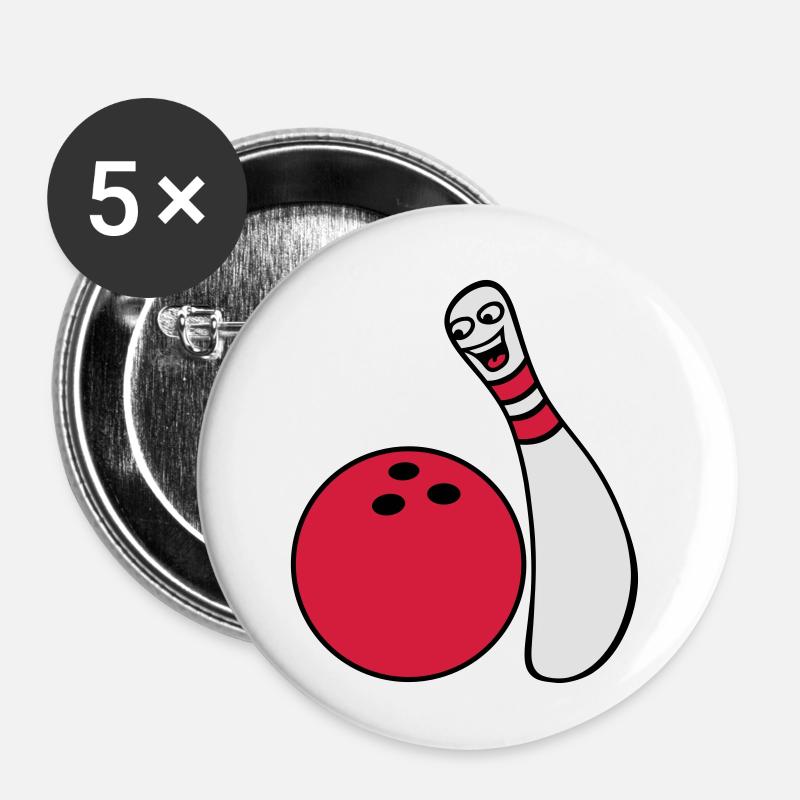 Cheeky Comic Bowling Pin - Lot de 5 petits badges (25 mm) - blanc