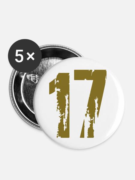 17 - Nummer - Buttons klein 25 mm (5er Pack) - Weiß