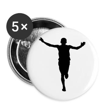 homme qui court face - man running - Lot de 5 petits badges (25 mm) - blanc - Devant