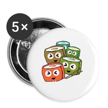 Sushi Go Reis Japan Tokio Miso Nigiri Maki Udon - Buttons klein 25 mm (5er Pack) - Weiß - Vorne