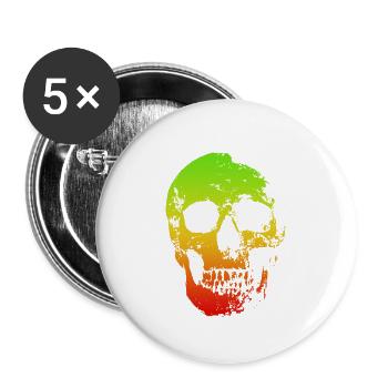 crâne - Lot de 5 petits badges (25 mm) - blanc - Devant