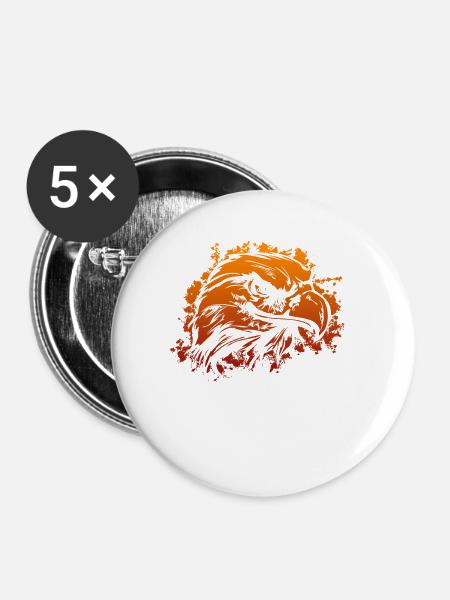Adlerkopf - Buttons klein 25 mm (5er Pack) - Weiß